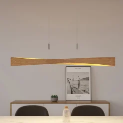 Lindby LED-hængelampe Beazina, eg, metal, 118 cm