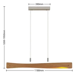 Lindby LED-hængelampe Beazina, eg, metal, 118 cm
