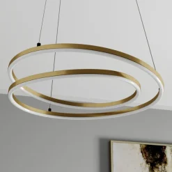 Lindby LED-hængelampe Davian, messingfarvet, 49 cm, dæmpbar