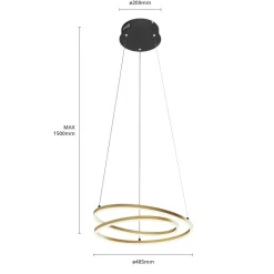 Lindby LED-hængelampe Davian, messingfarvet, 49 cm, dæmpbar