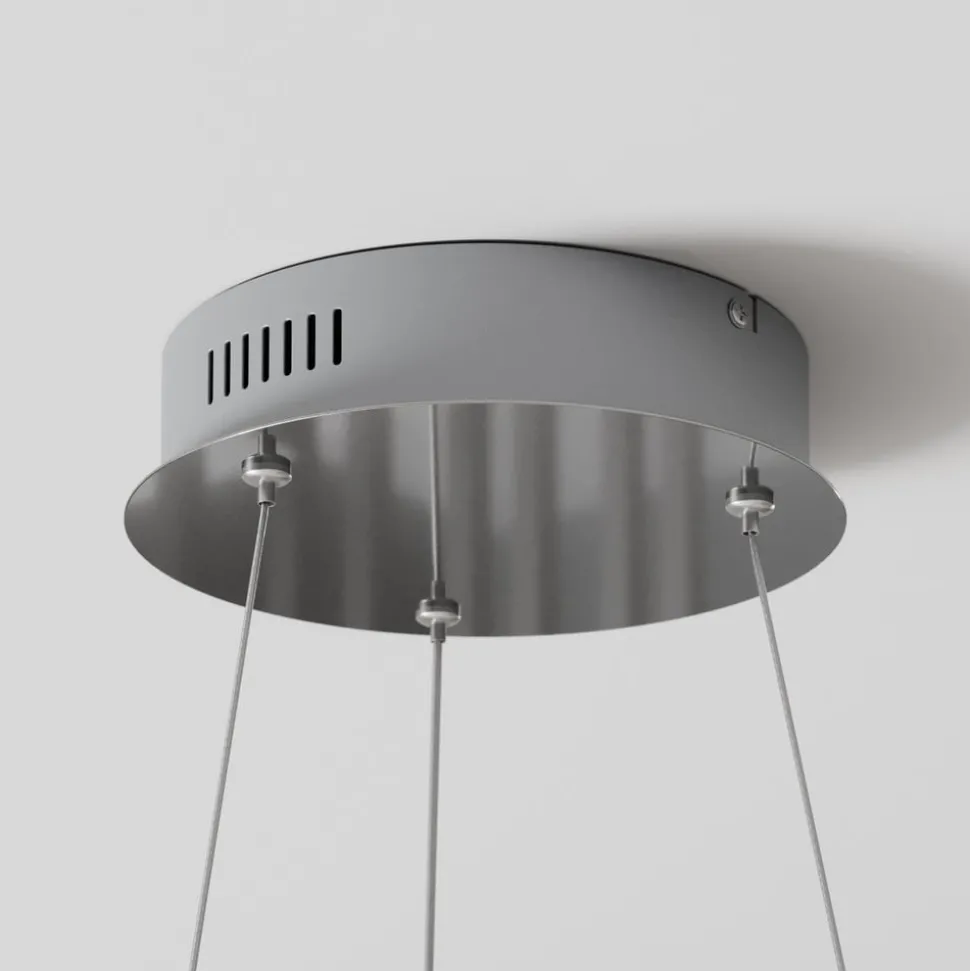 Lindby LED-hængelampe Davian, nikkelfarvet, Ø 49 cm, dæmpbar