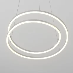 Lindby LED-hængelampe Davian, nikkelfarvet, Ø 49 cm, dæmpbar