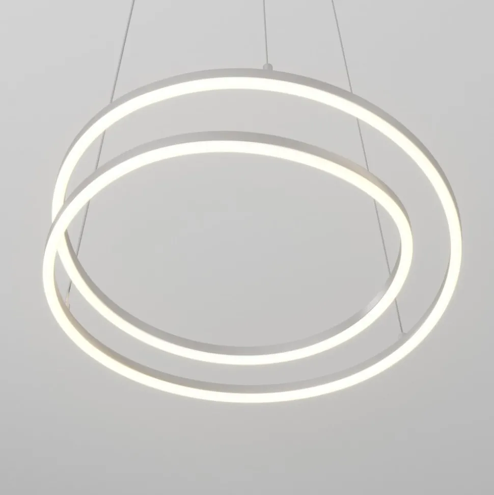 Lindby LED-hængelampe Davian, nikkelfarvet, Ø 49 cm, dæmpbar