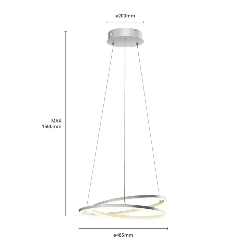 Lindby LED-hængelampe Davian, nikkelfarvet, Ø 49 cm, dæmpbar