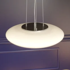 Lindby LED-hængelampe Gunda, hvid, glas, Ø 47 cm, dæmpbar