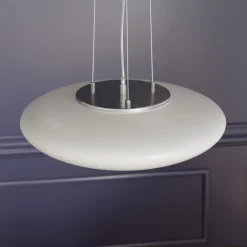 Lindby LED-hængelampe Gunda, hvid, glas, Ø 47 cm, dæmpbar