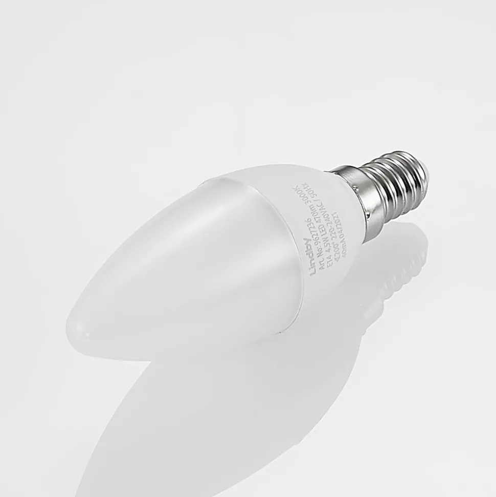 Lindby LED-kertepære, E14, C35, 4,5W, opal, 3000K, sæt med 2 stk