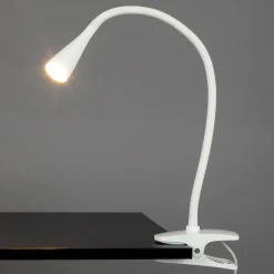 Lindby LED-klemmelampe Baris, hvid, højde 44 cm, 3000K