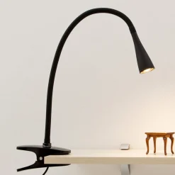 Lindby LED-klemmelampe Baris, højde 44 cm, sort, 3000K