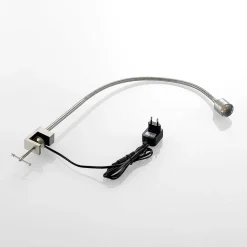 Lindby LED-klemmelampe Hanilo, højde 80 cm, nikkel, metal