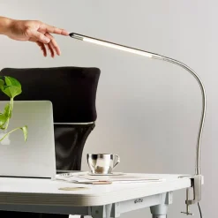 Lindby LED-klemmelampe Lionard, 53 cm, mat nikkel, metal