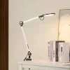 Lindby LED-klemmelampe Nyxaris, sølv, metal, CCT, 52 cm