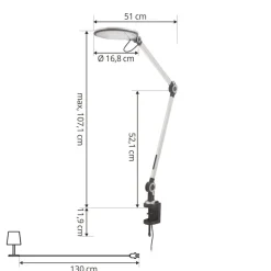 Lindby LED-klemmelampe Nyxaris, sølv, metal, CCT, 52 cm
