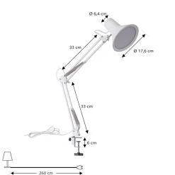 Lindby LED-klemmelampe Undra, hvid, metal, justerbar