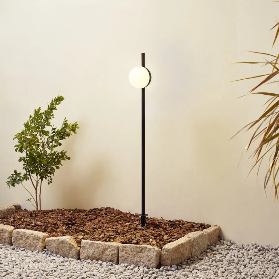 Lindby LED-lampe med jordspyd Darleen, antracit, metal, Ø10cm