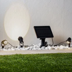 Lindby LED-lampe med jordspyd Malida, sæt med 3, sort