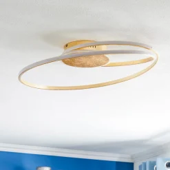 Lindby LED-loftlampe Dorle, Ø 60 cm, guld, aluminium