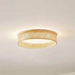 Lindby LED-loftlampe Eilif, bambus, Ø 40 cm