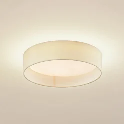 Lindby LED-loftlampe Eilif, stof, hvid, Ø 40 cm, CCT