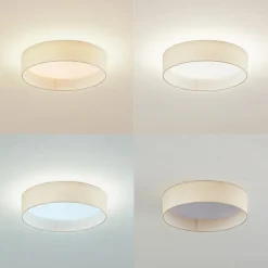 Lindby LED-loftlampe Eilif, stof, hvid, Ø 40 cm, CCT