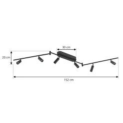 Lindby LED-loftlampe Eldrin, 6 lyskilder, spots, sort