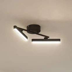 Lindby LED-loftlampe Eldrin, 2 lyskilder, sort, lysliste