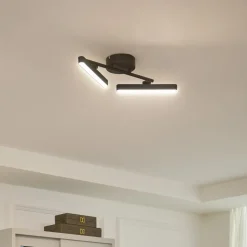 Lindby LED-loftlampe Eldrin, 2 lyskilder, sort, lysliste