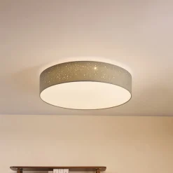 Lindby LED-loftlampe Ellamina, 60 cm, lysegrå, tekstil