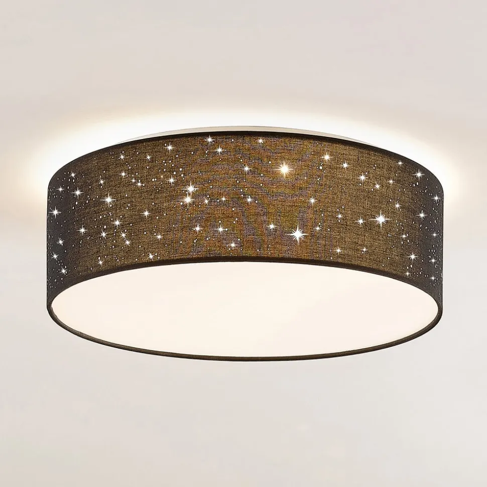 Lindby LED-loftlampe Ellamina, 40 cm, sort, tekstil