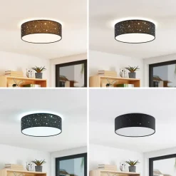 Lindby LED-loftlampe Ellamina, 40 cm, sort, tekstil