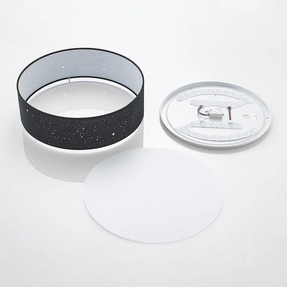 Lindby LED-loftlampe Ellamina, 40 cm, sort, tekstil