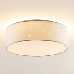 Lindby LED-loftlampe Ellamina, 40 cm, hvid, tekstil