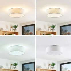 Lindby LED-loftlampe Ellamina, 40 cm, hvid, tekstil