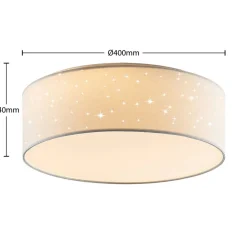 Lindby LED-loftlampe Ellamina, 40 cm, hvid, tekstil