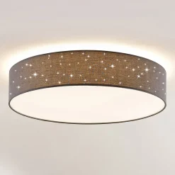 Lindby LED-loftlampe Ellamina, Ø 60 cm, antracit, tekstil