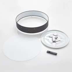Lindby LED-loftlampe Ellamina, Ø 60 cm, antracit, tekstil