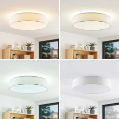 Lindby LED-loftlampe Ellamina, Ø 60 cm, hvid, tekstil