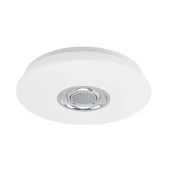 Lindby LED-loftlampe Elpida, højttaler, hvid, Ø 39cm