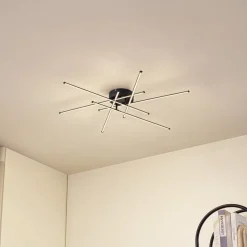 Lindby LED-loftlampe Elviano, Ø 80 cm, sort, 3.000 K