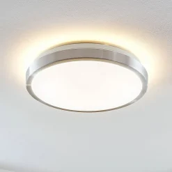 Lindby LED-loftlampe Emelie, Ø 35 cm, aluminiumsfarvet, metal