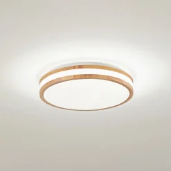 Lindby LED-loftlampe Emiva, Ø 39,5 cm, CCT, træ