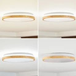 Lindby LED-loftlampe Emiva, Ø 49 cm, CCT, træ