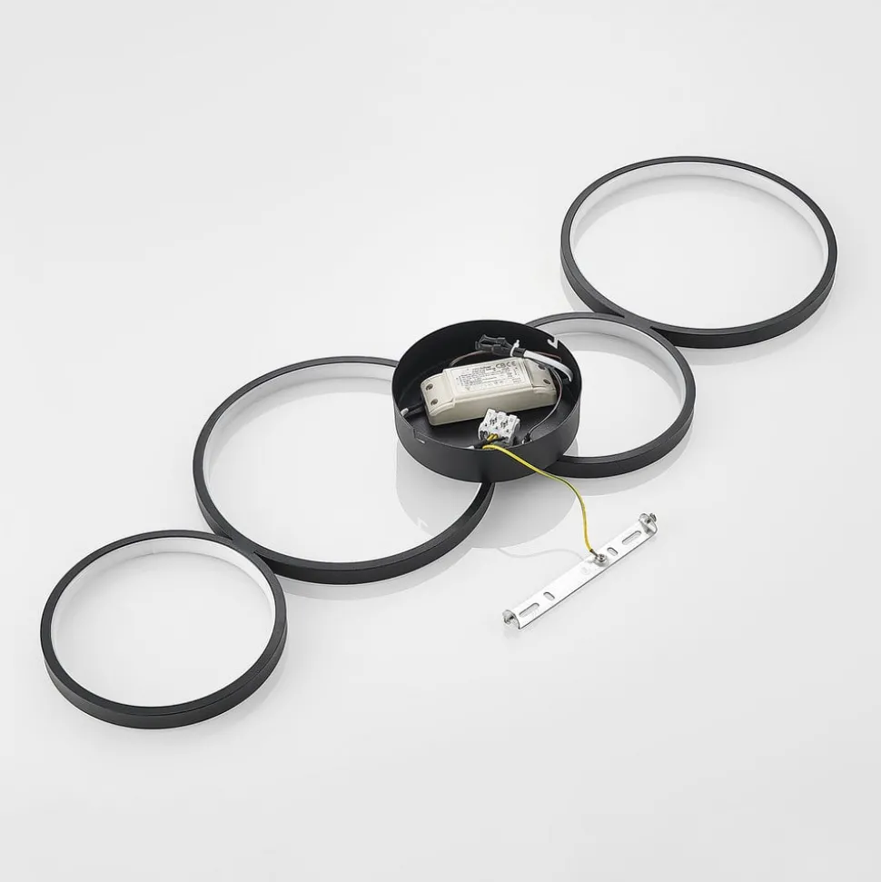 Lindby LED-loftlampe Evengeline, sort, aluminium, 88 cm