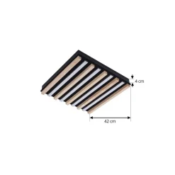 Lindby LED-loftlampe Firka, hvid, træ, 42 cm, CCT, dæmpbar.