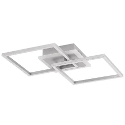 Lindby LED-loftlampe Fjardo, kantet, sølv, CCT, fjernbetjening