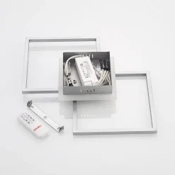 Lindby LED-loftlampe Fjardo, kantet, sølv, CCT, fjernbetjening