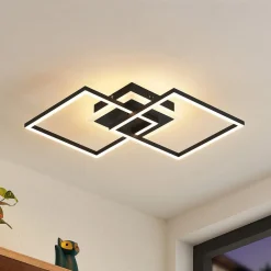 Lindby LED-loftlampe Fjardo, kantet, sort, CCT, fjernbetjening