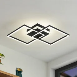 Lindby LED-loftlampe Fjardo, kantet, sort, CCT, fjernbetjening