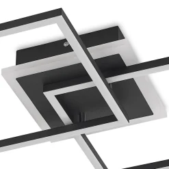 Lindby LED-loftlampe Fjardo, kantet, sort, CCT, fjernbetjening
