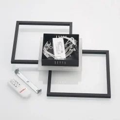 Lindby LED-loftlampe Fjardo, kantet, sort, CCT, fjernbetjening